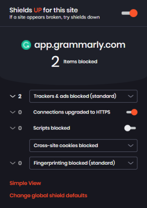 Brave defense shield blocks ads &amp; trackers for a smoother web surfing experience