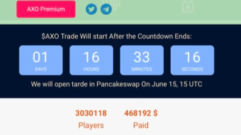 Earn 1$ ($AXO) each 15 minutes you click on Claim