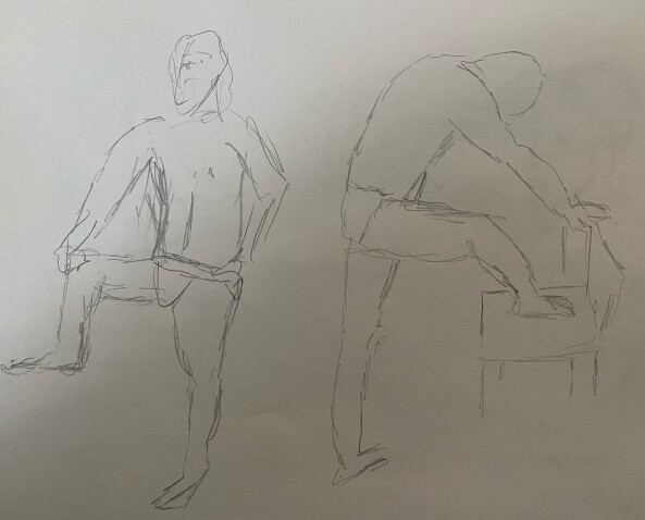 Paul in two poses: 2-minute timed pencil sketches