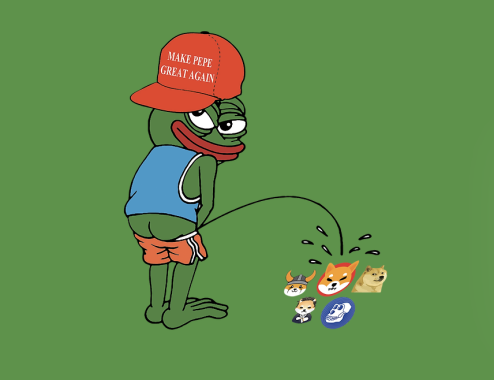 Pepe take a piss on other meme coins