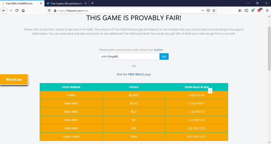 Coinfaucet.io Promotion Code