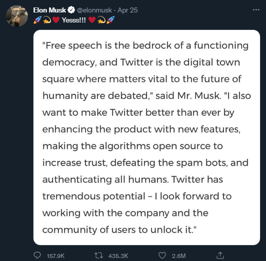 Elon Musk Twitter Buyout Tweet