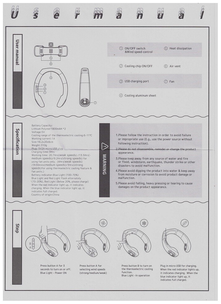 Manual of Arctic Neck Cooler