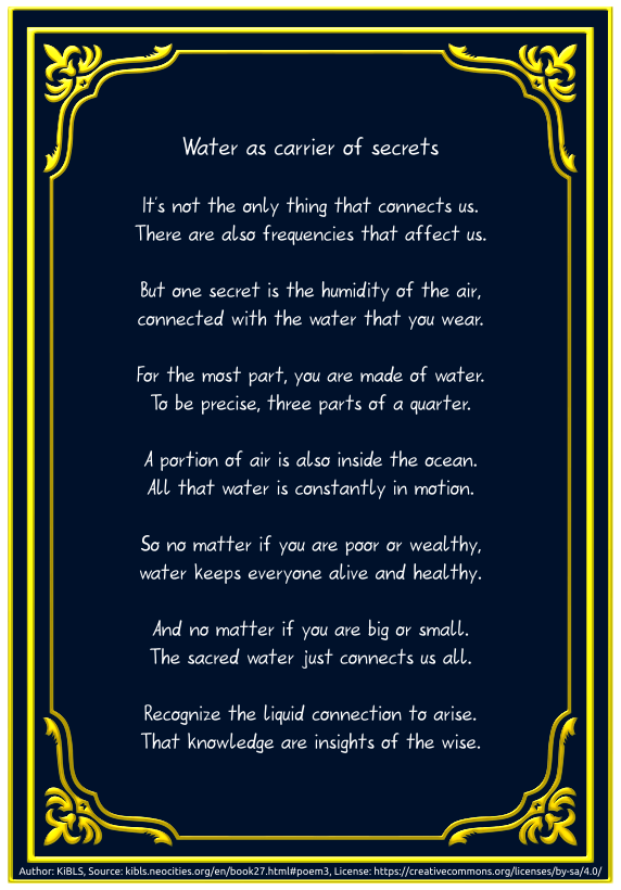 Water as carrier of secrets