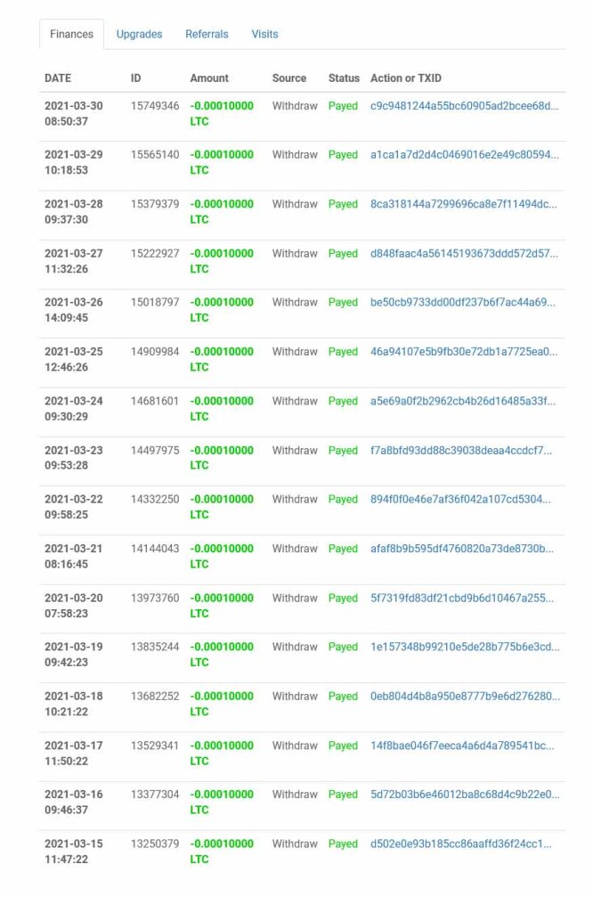 Litecoin payment from ltcminer