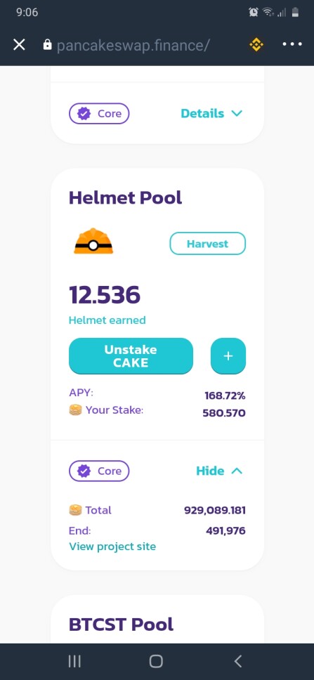pancakeswap helmet staking