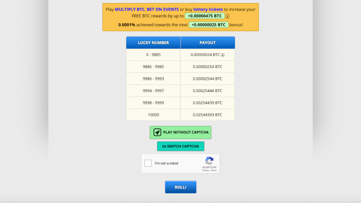 Screenshot of freebitco.in