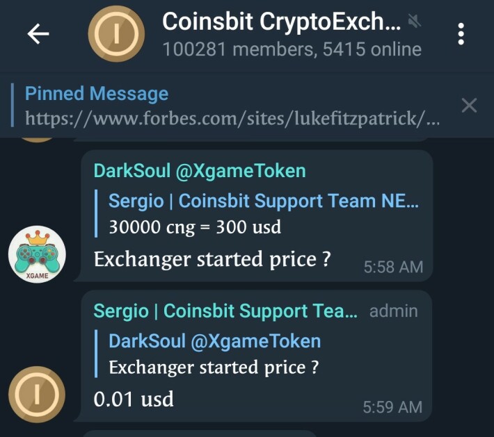 Coinsbit Telegram