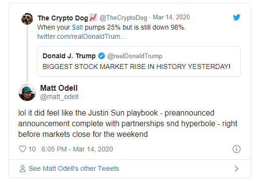 Trump tweet on stock market