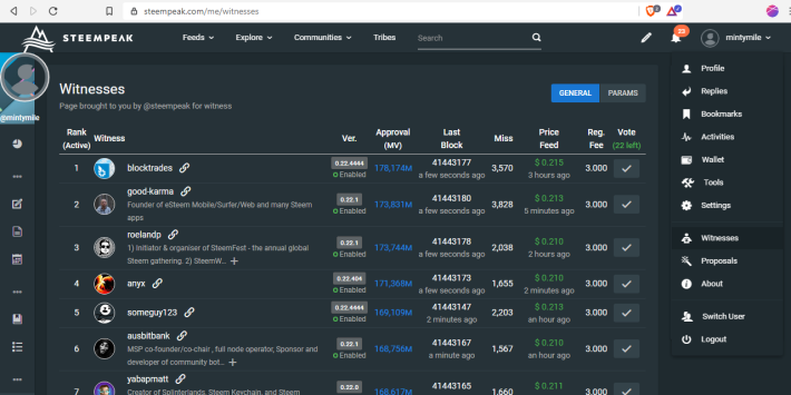Steem blockchain witnesses
