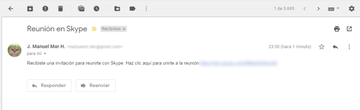 Hemos recibido una invitación para videoconferencia