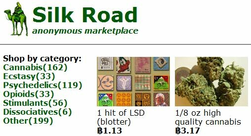 Various wares on the first mainstream deep web market, SR