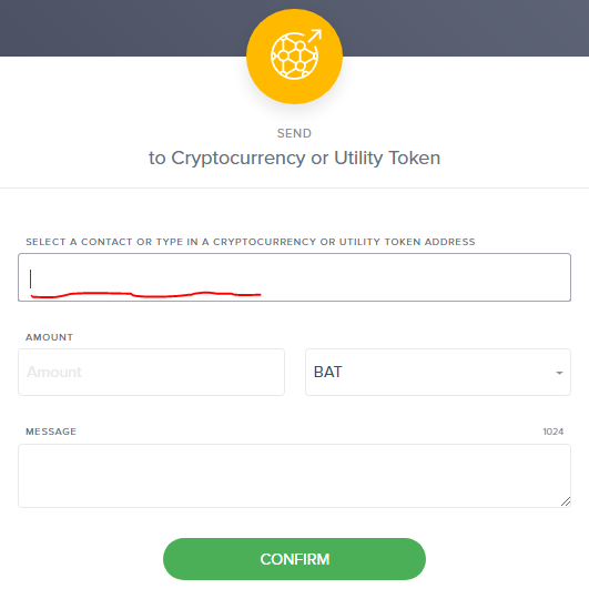 Uphold Send Token Screen