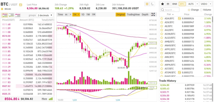 Binance.com Basic Trading Panel