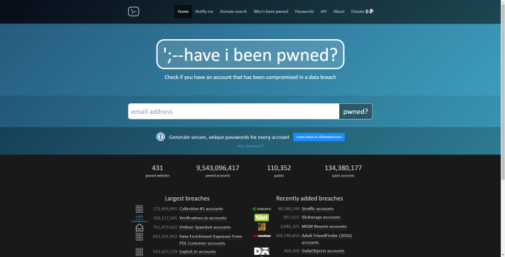 mainInterfaceHaveIBeenPwned