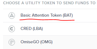 Uphold Choose A Utility Token To Send Funds To