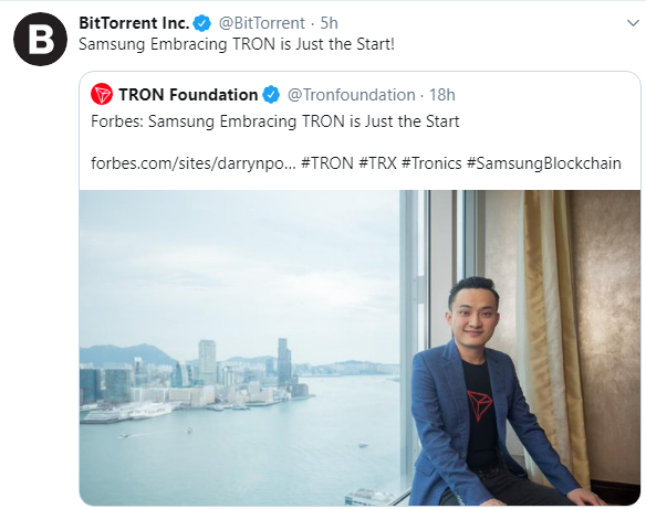 Justinsun - BitTorrent - Tron