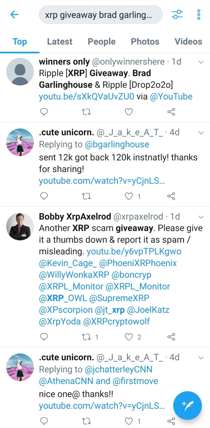 XRP Scam Tweet