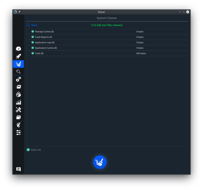 Stacer cleanup screen