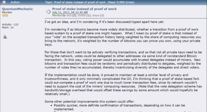 proof of stake bitcointalk