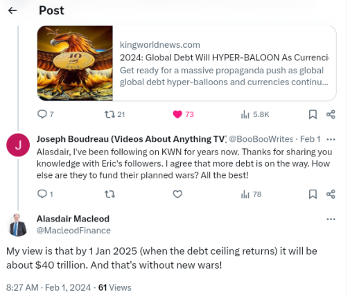 Alasdair McLeod Finance  - X Tweet