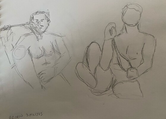 Briden in two poses: 3-minute timed pencil sketch