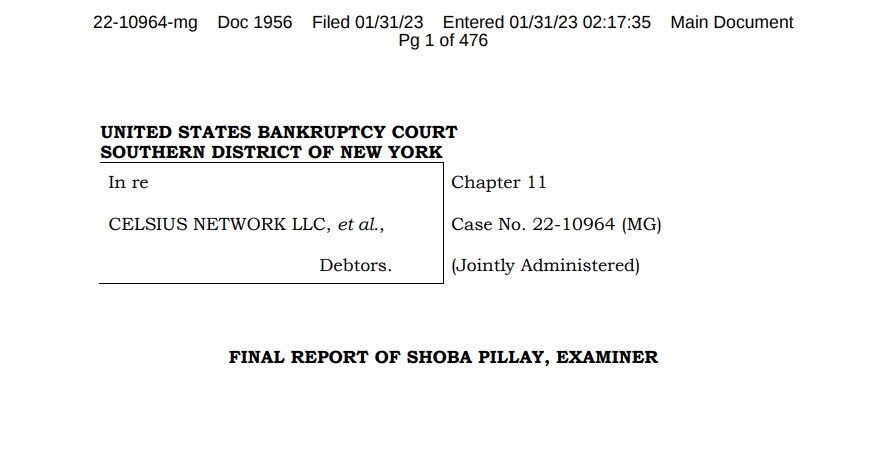 Celsius Network Case Report by Bankruptcy Examiner