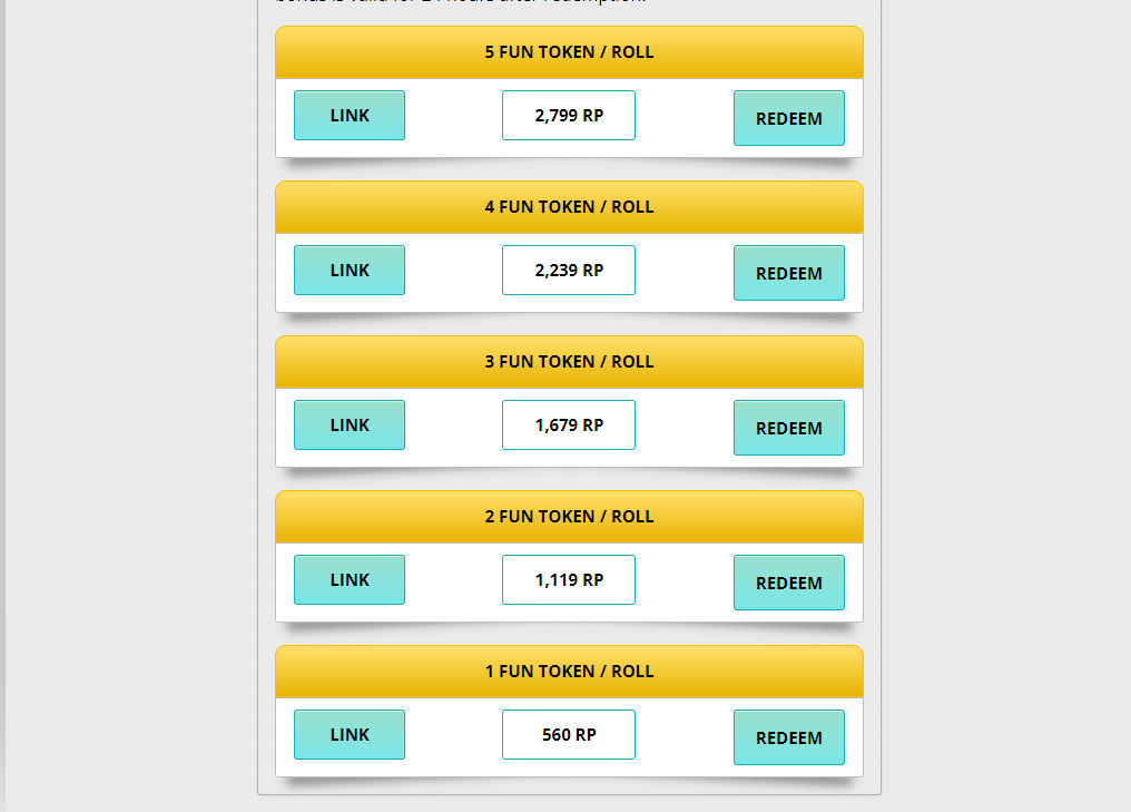 FUN token bonuses