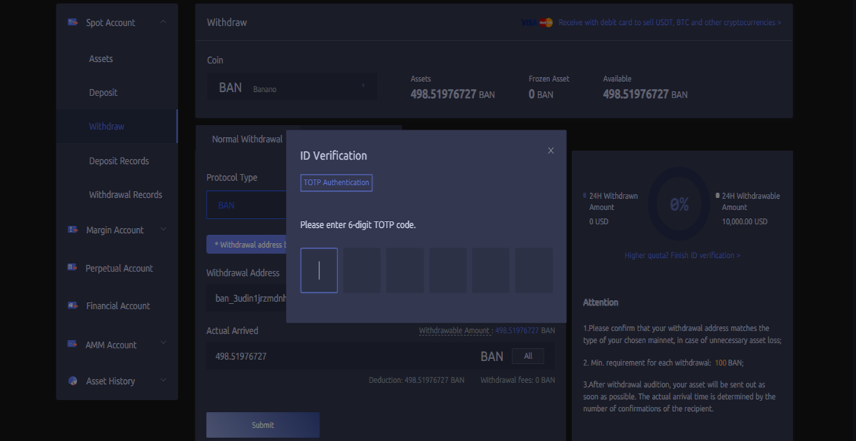 Withdrawal - CoinEx - udinxyz