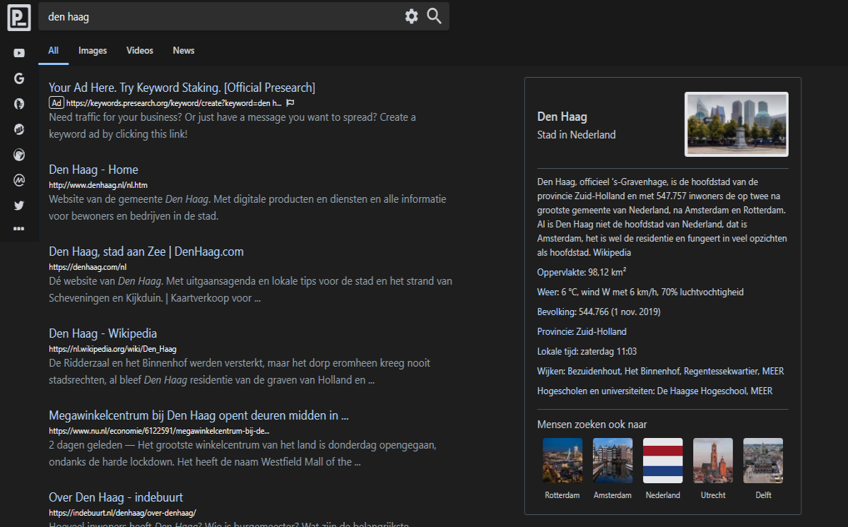 Presearch: Den Haag