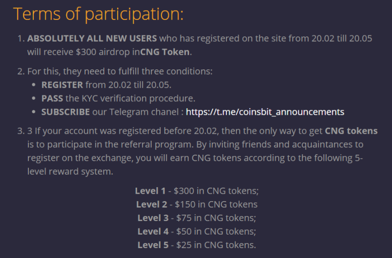 Coinsbit Airdrop Terms and Referral Program