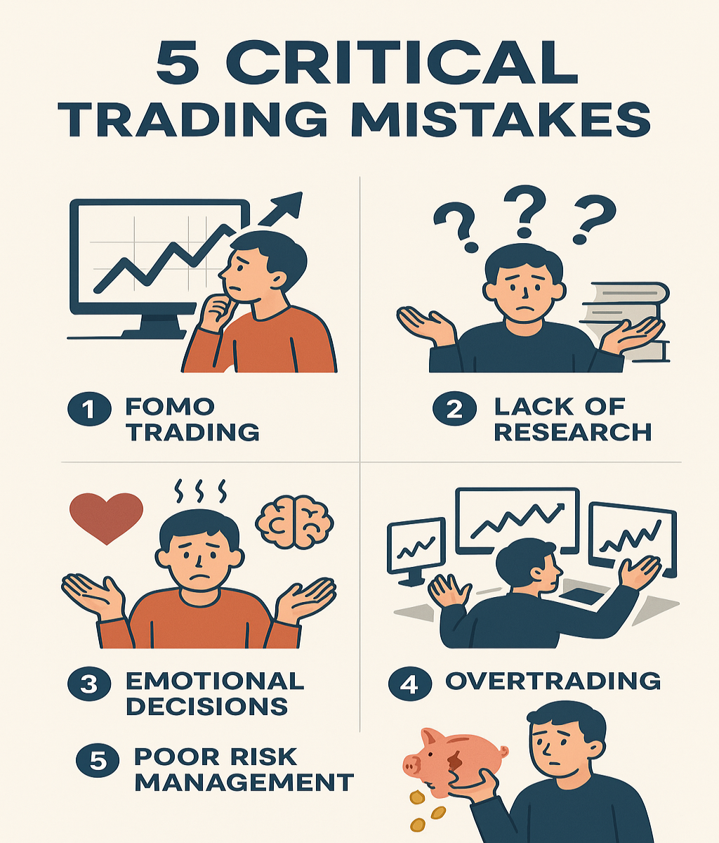 Infographic of the 5 critical memecoin trading mistakes