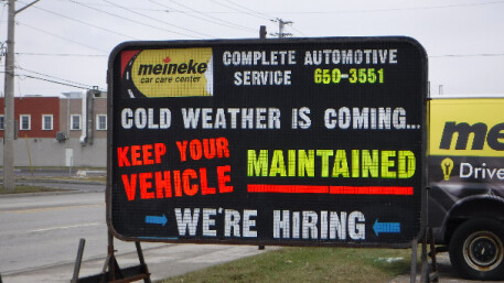 Meineke Help Wanted Sign