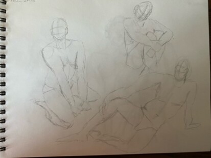 Paul in three poses - 2-minute timed pencil sketches