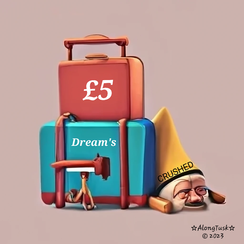 £5 Travel Dream's Crushed by Along Tusk