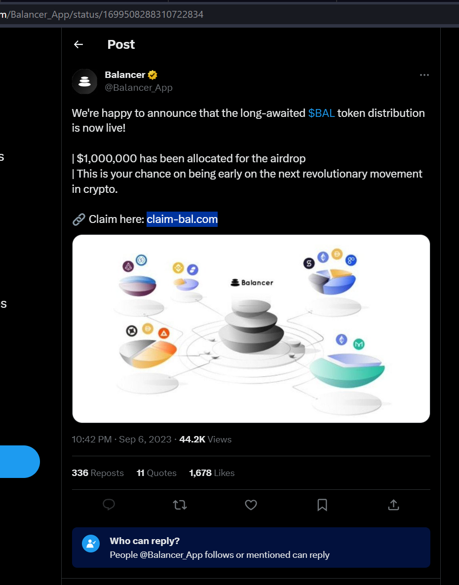 scam BALANCER - fake airdrop - drainer