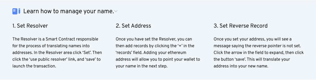 ENS name registration instructions
