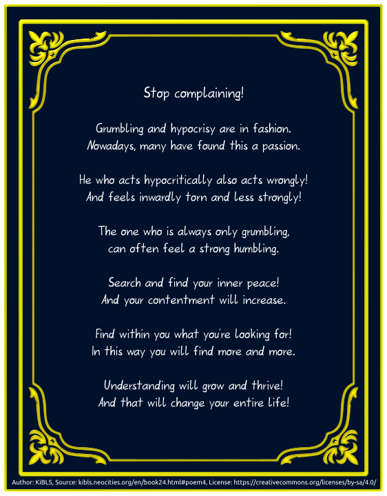 Stop complaining!