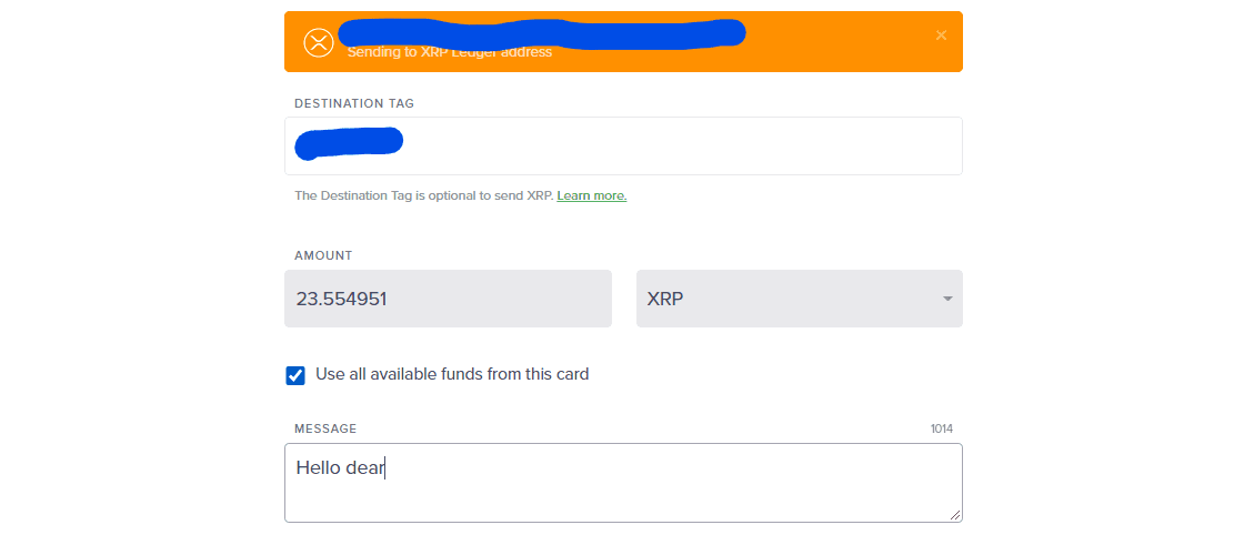 Withdrawing XRP to WazirX