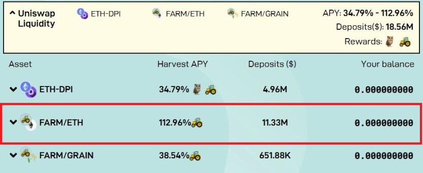FARM/ETH stat