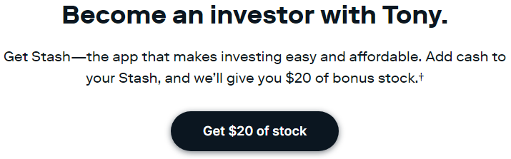 Get $20 from Stash
