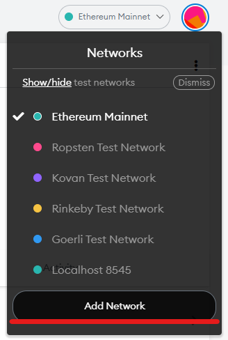 Add network screen