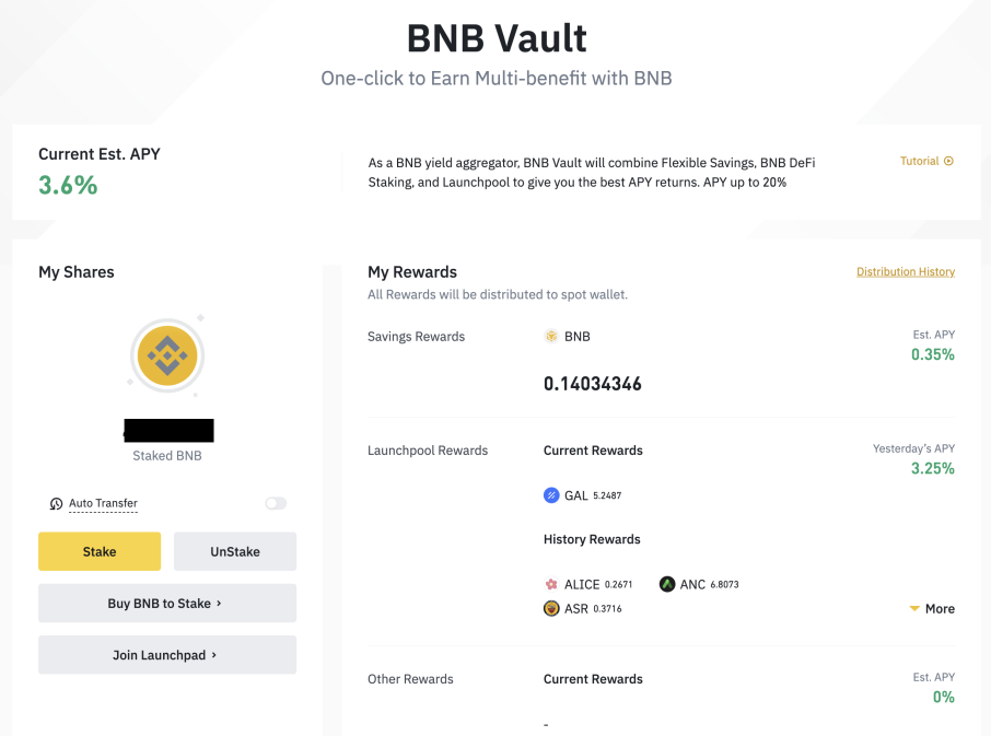 Binance BNB Vault Savings