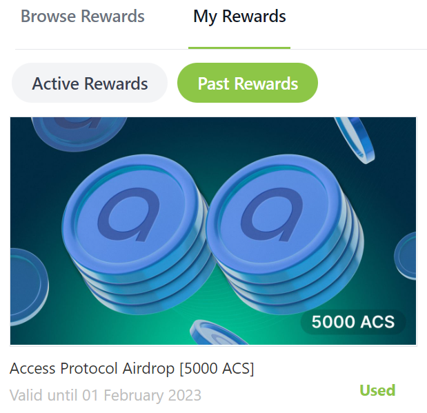 ACS token on CoinGecko