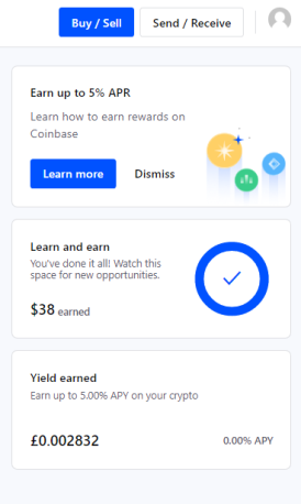 Coinbase amount earnt