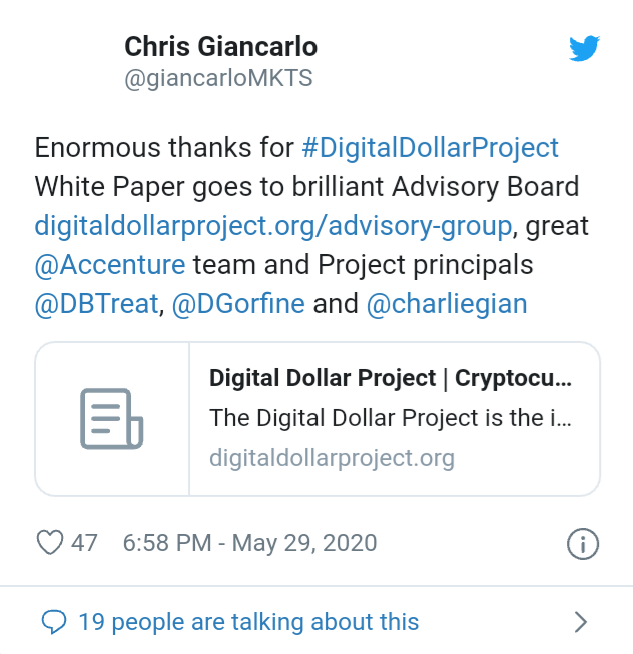 The idea behind "Digital dollar project"