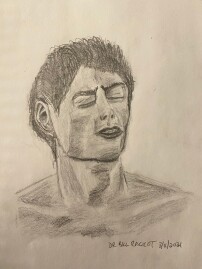 Man making a concentrating face - untimed pencil sketch