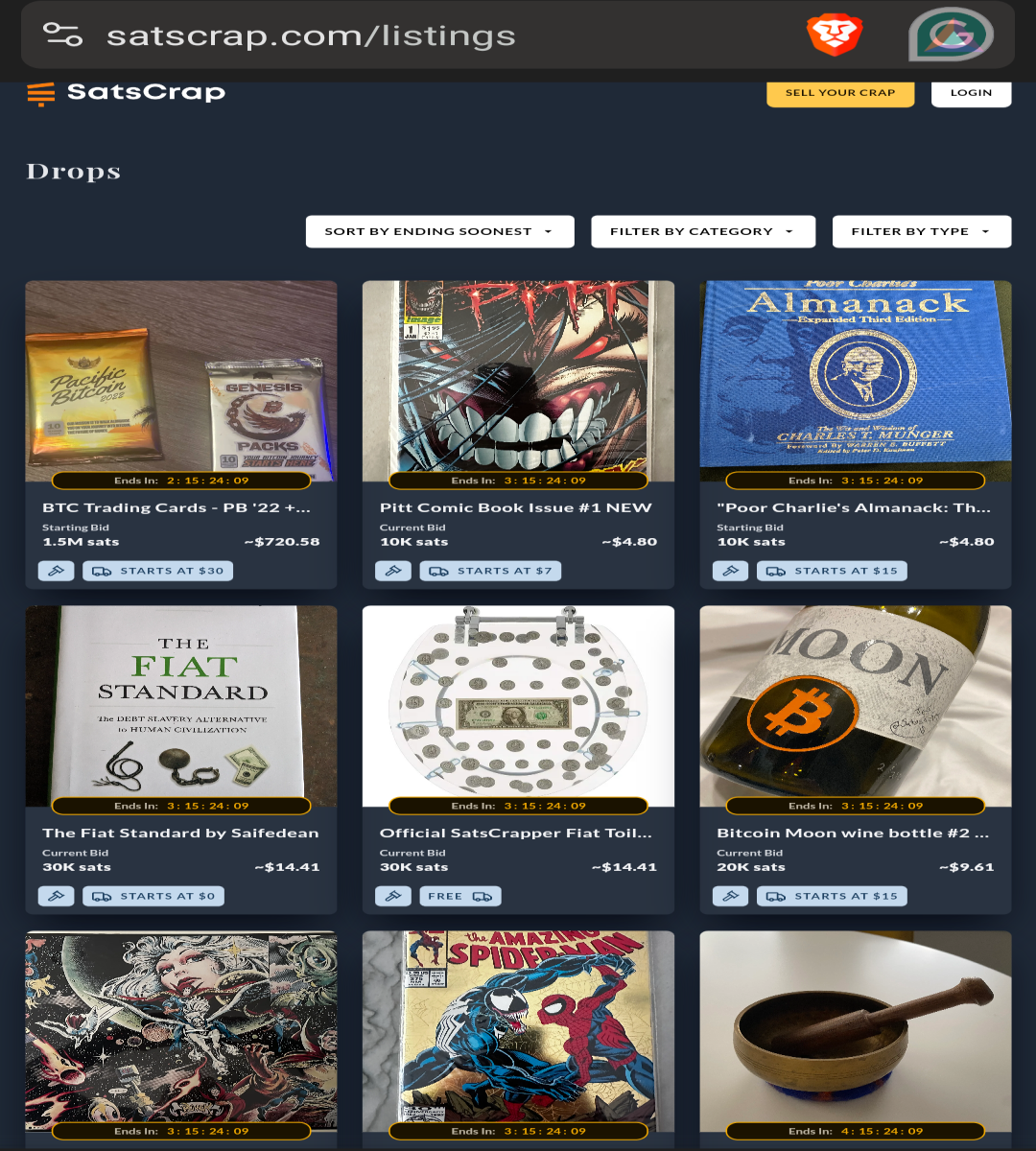 SatsCrap marketplace