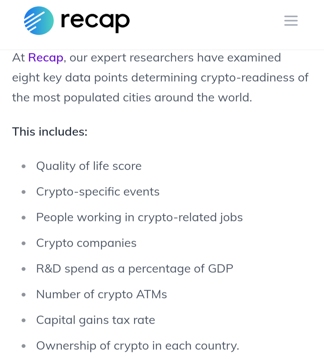 Snapshot from recap