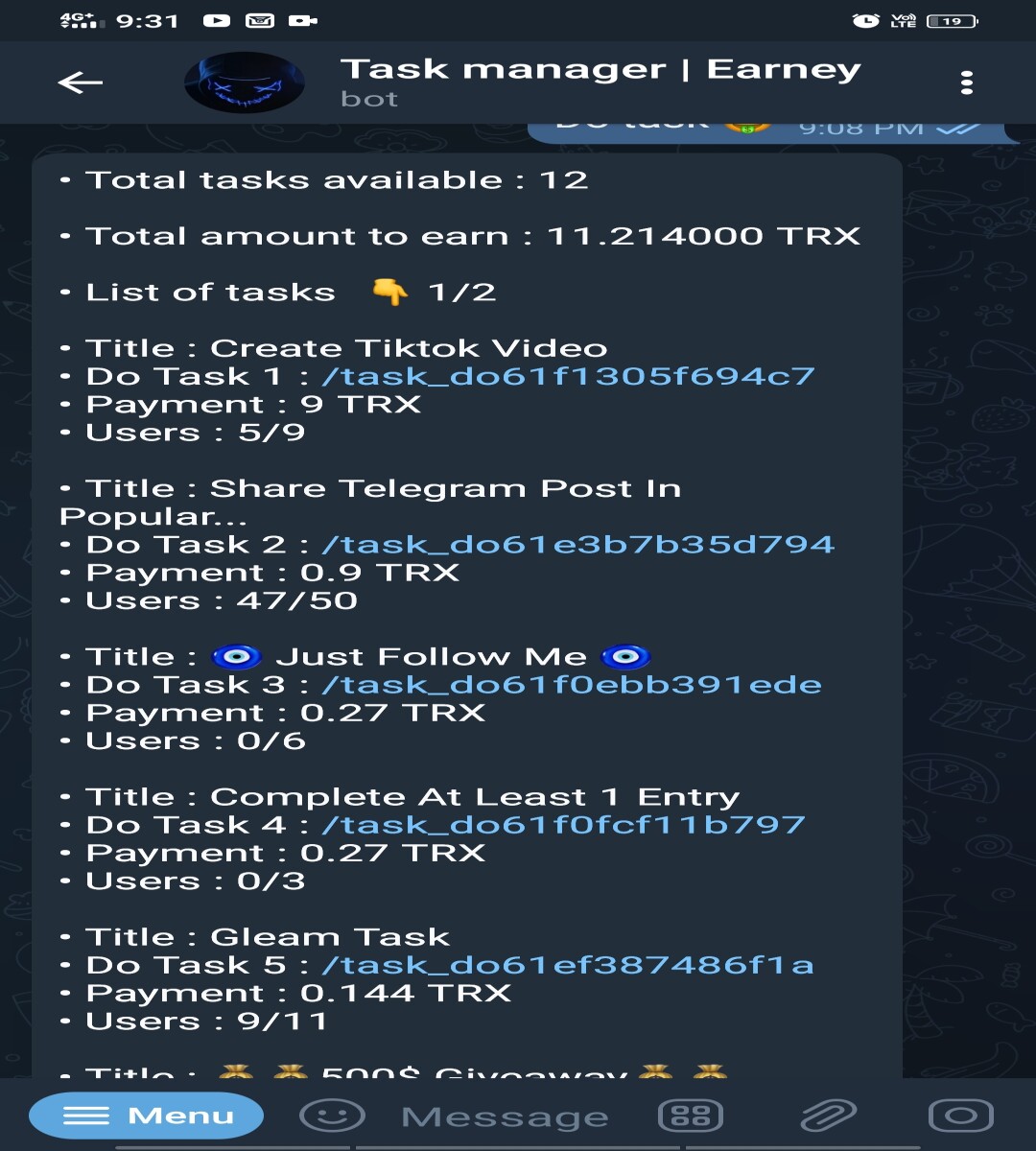 List of task(sample)
